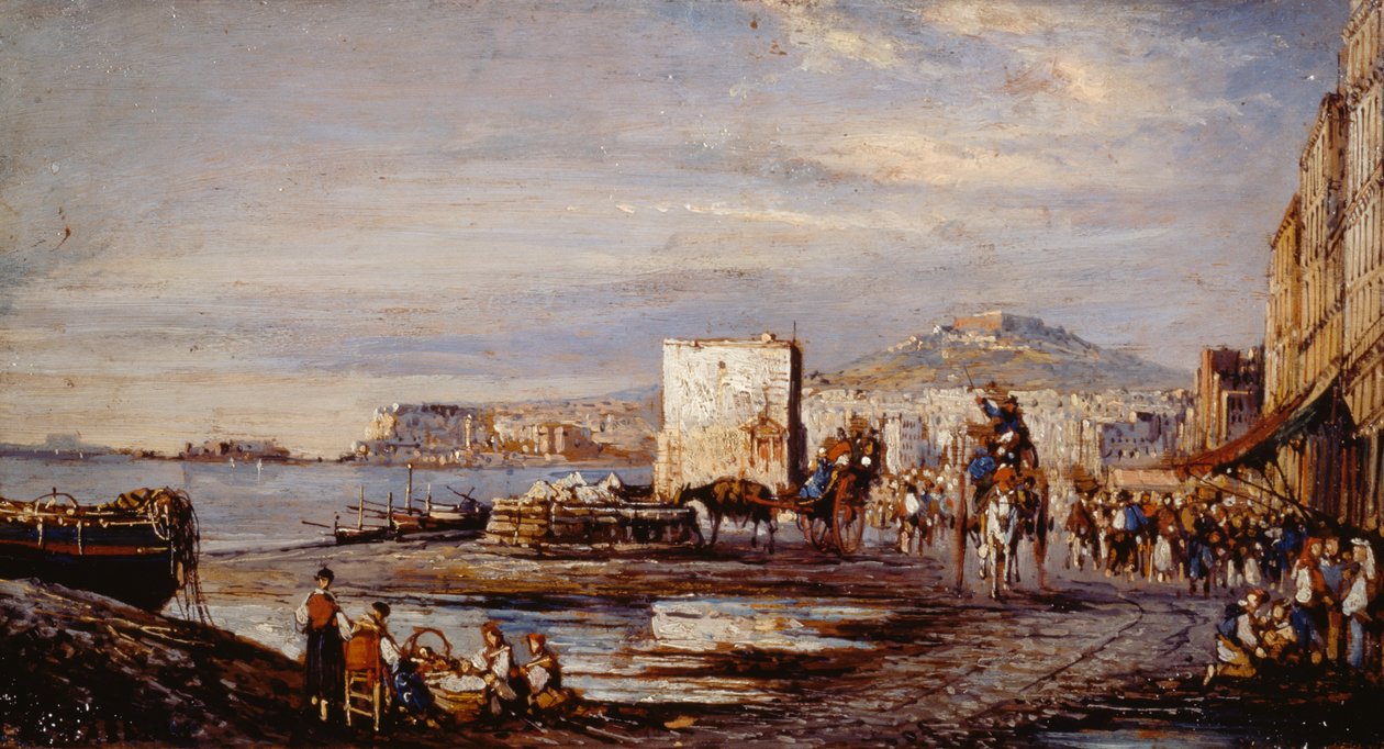 Neapel från Marinella (olja på duk) av Consalvo Carelli