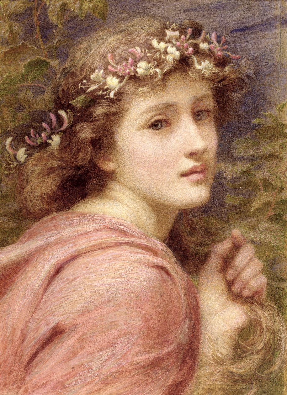 Med blommor blottade prydligt; Vars ömma lockar darrar varenda en Vid varje litet andetag som blåses under himlen, 1894 av Constance Phillott