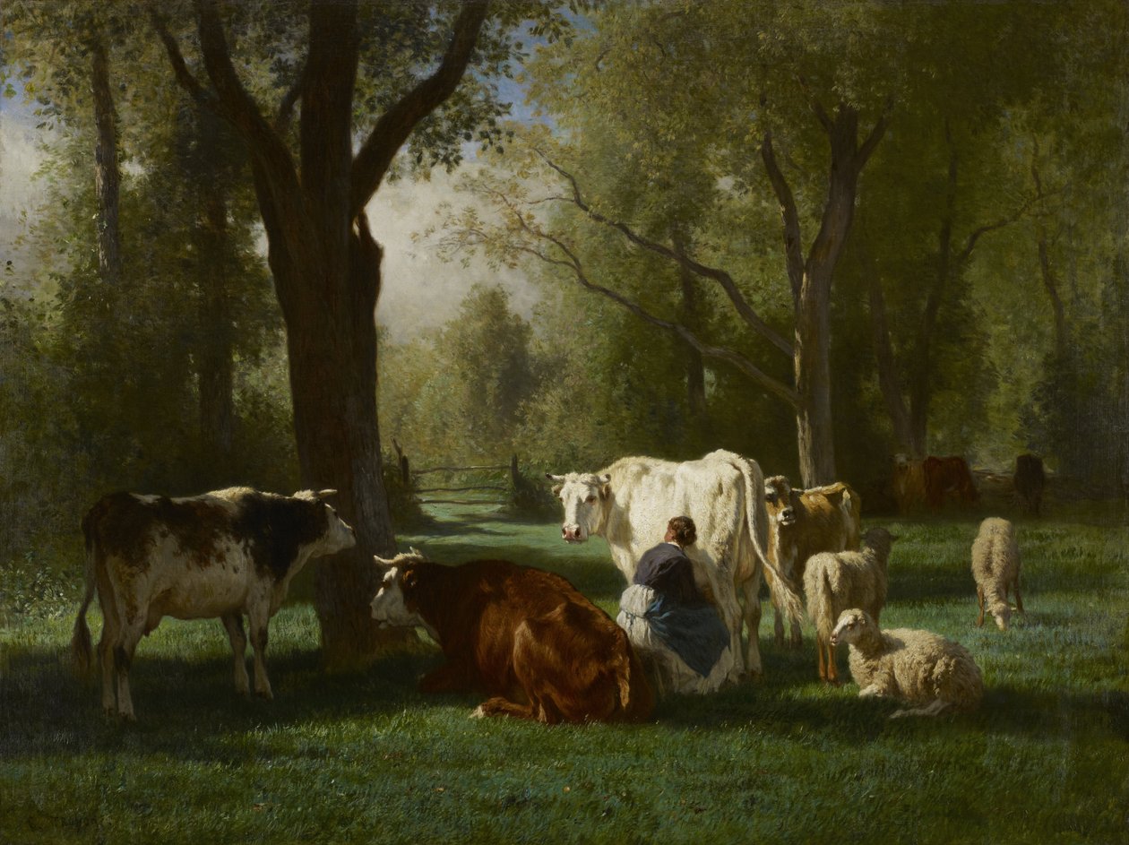 Landscape with Cattle and Sheep av Constant Emile Troyon