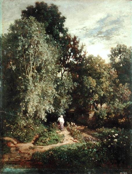 Path in a Small Wood, tidigt 1860-tal (olja på duk) av Constant Emile Troyon