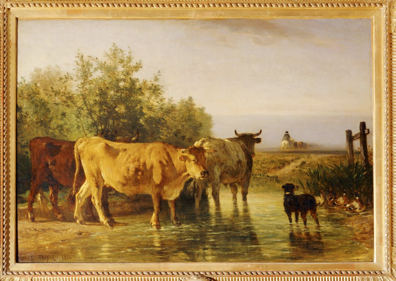 Flock som passerar gue ... av Constant Emile Troyon