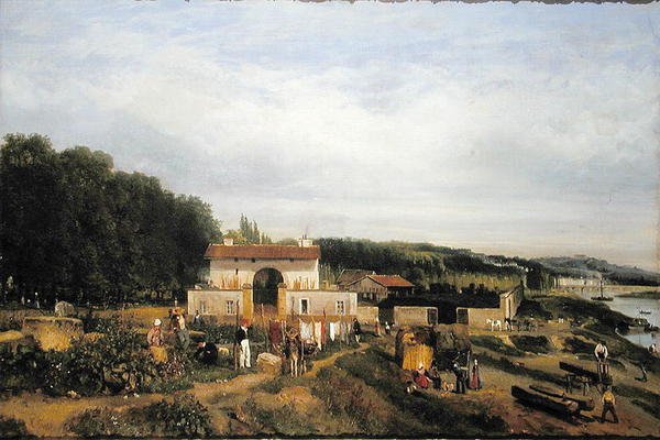 Ingången till byn Sevres, 1834 av Constant Emile Troyon