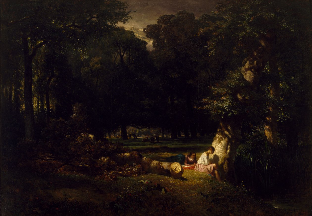 Badgästerna (Röjning i skogen), 1842 av Constant Emile Troyon