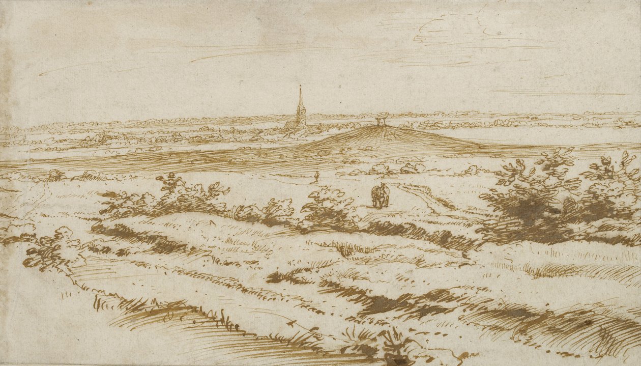 Landskap i närheten av Appeldoorn, 1680 (penna och brunt bläck) av Constantijn the Younger Huygens