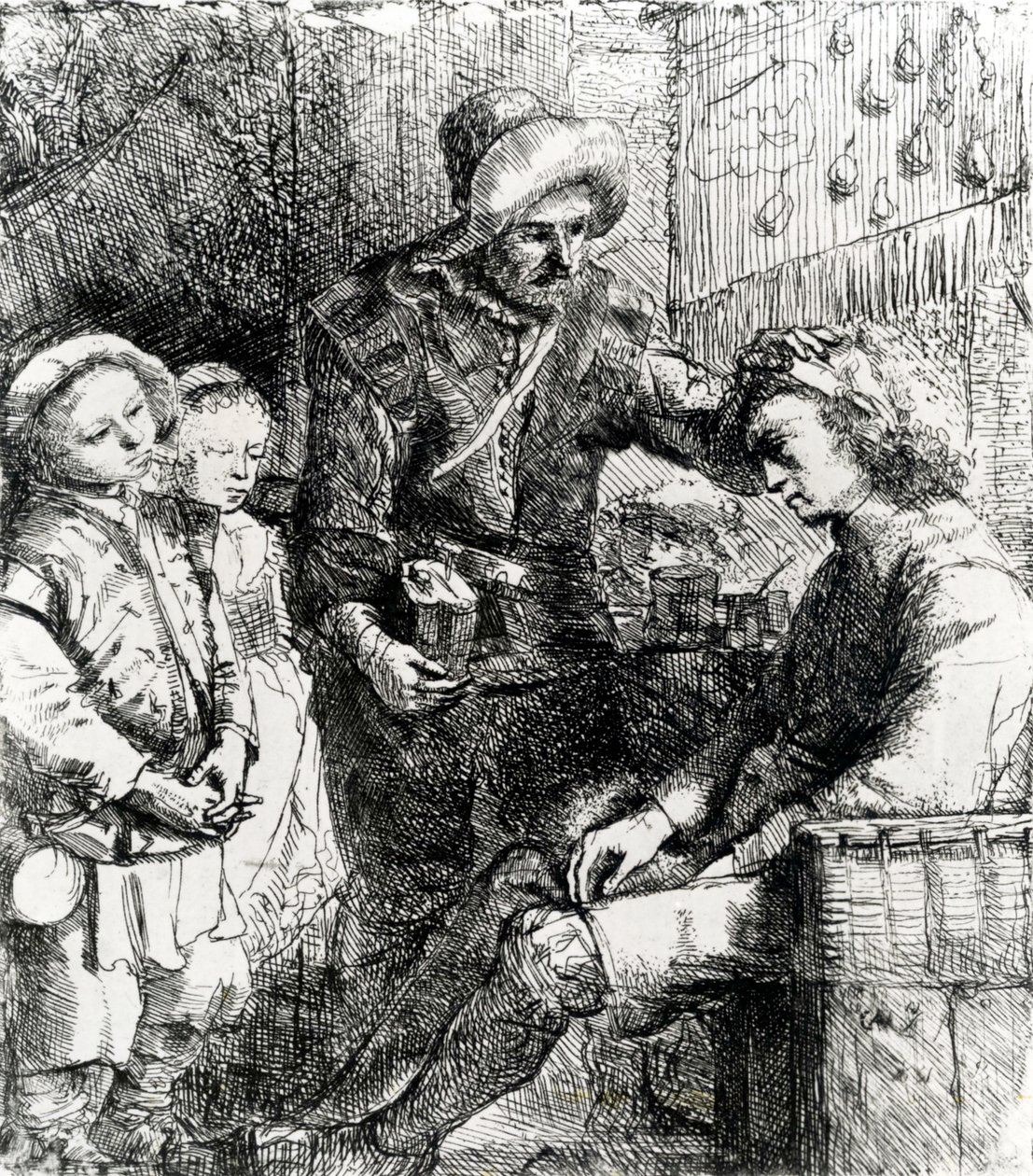 Läkare och patient, 1651 av Constantin Daniel van Renesse