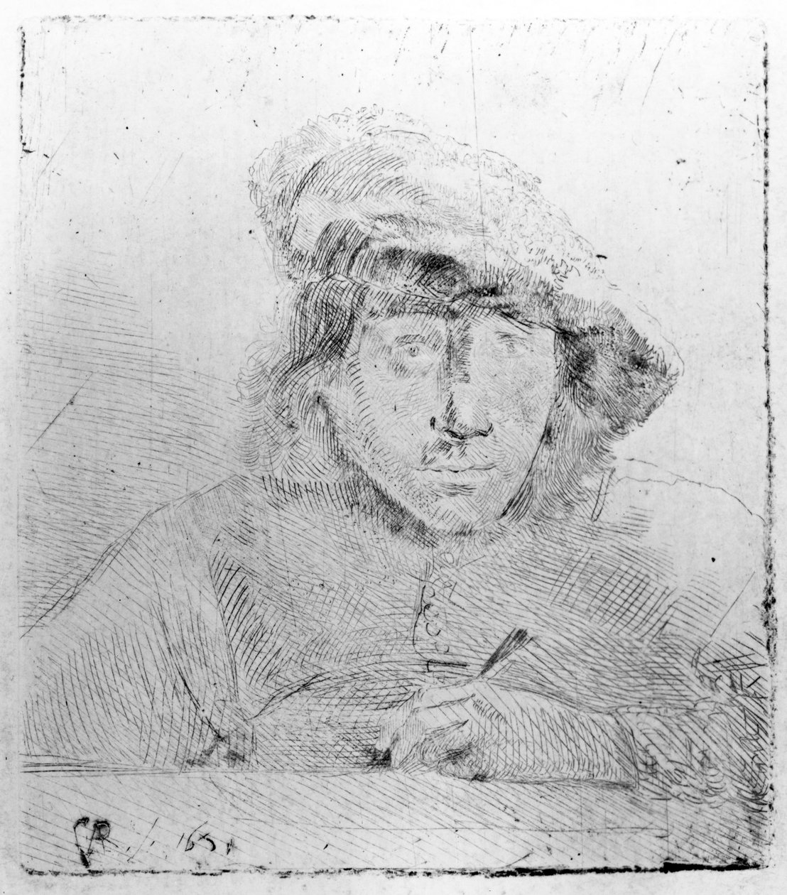 Självporträtt, 1651 (etsning med torrnål) av Constantin Daniel van Renesse