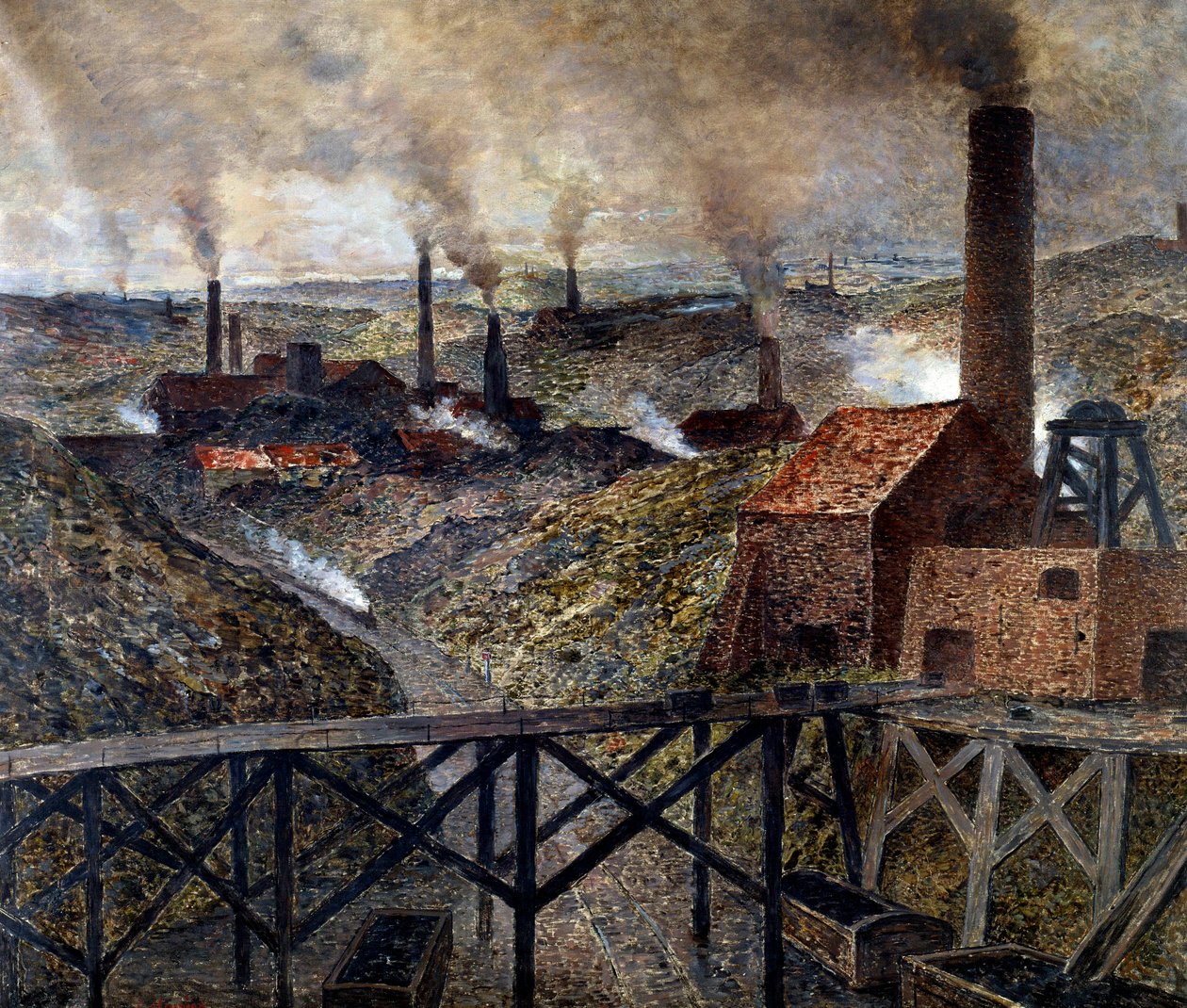I det svarta landets industrilandskap av fabriker och skorstenar. Målning av Constantin Meunier (1831-1905) av Constantin Emile Meunier