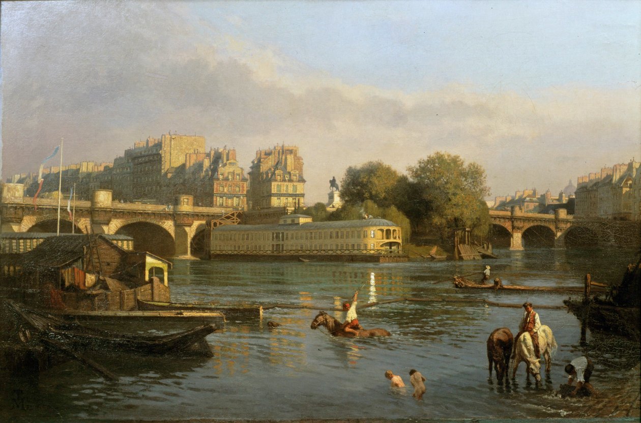 Pont Neuf och Ile de la Cite, Paris ... av Constantin Emile Meunier