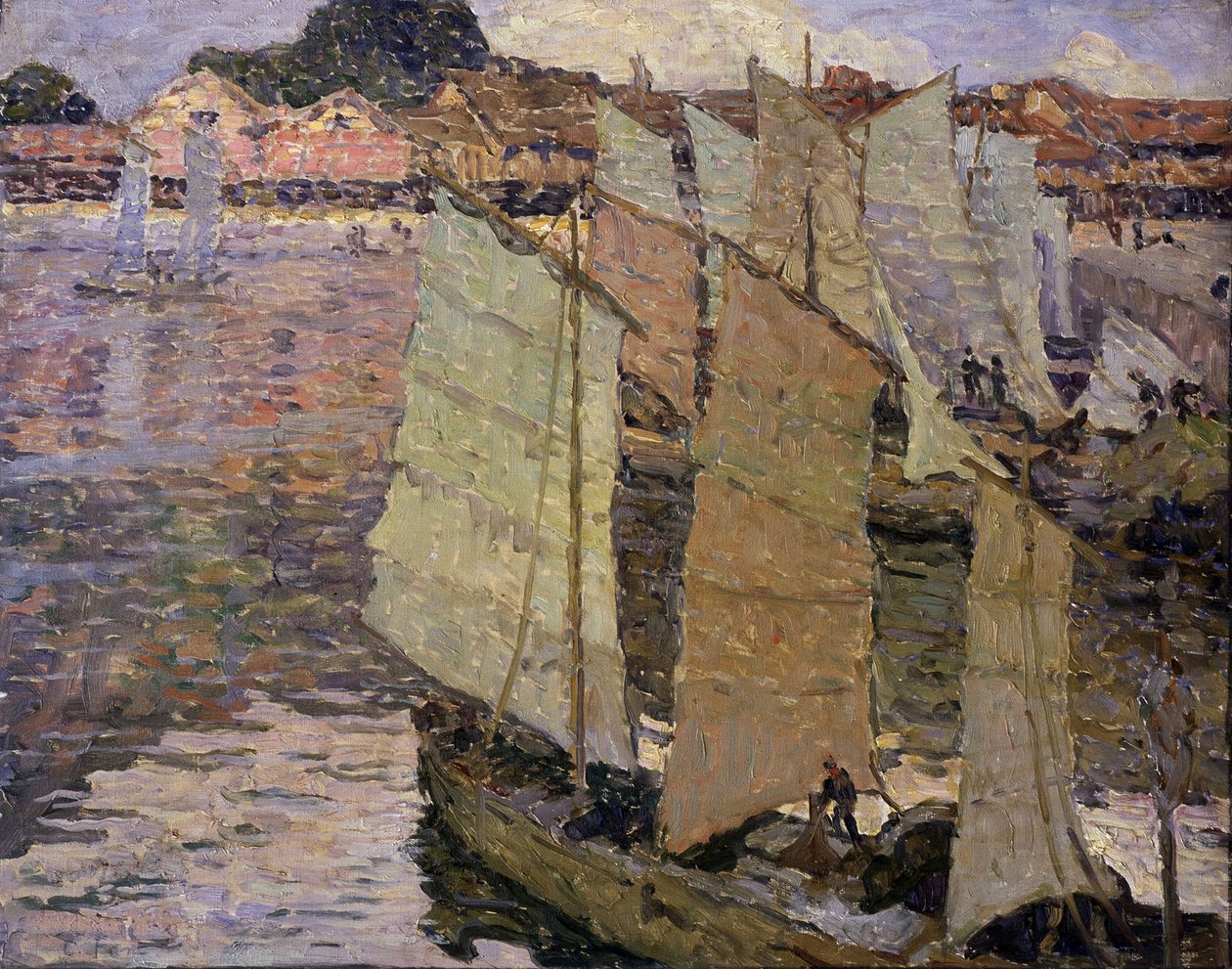 Båtar (olja på duk) av Constantin Font