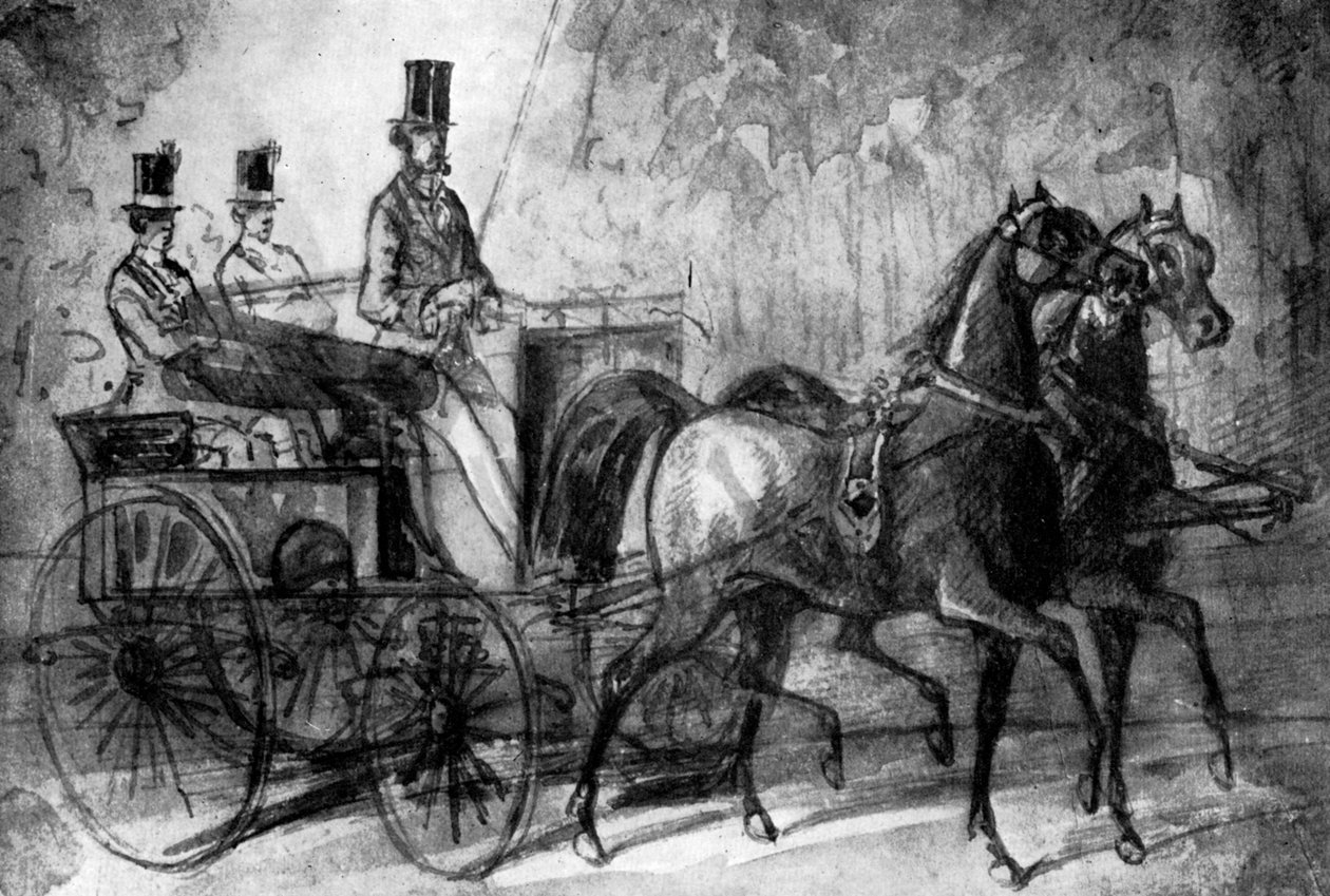 A Dandy Driving, 1800-talet, 1930 av Constantin Guys