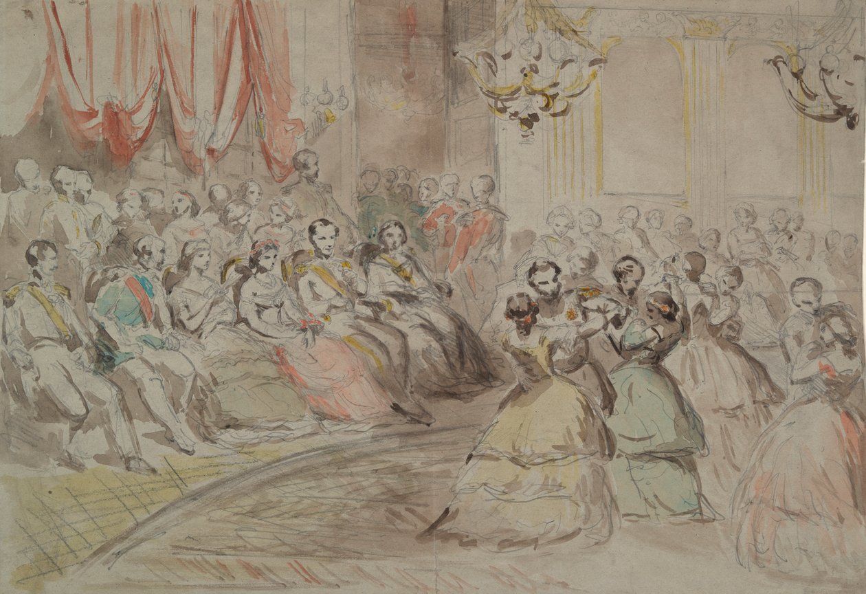 En statsbal, förmodligen med Napoleon III av Constantin Guys
