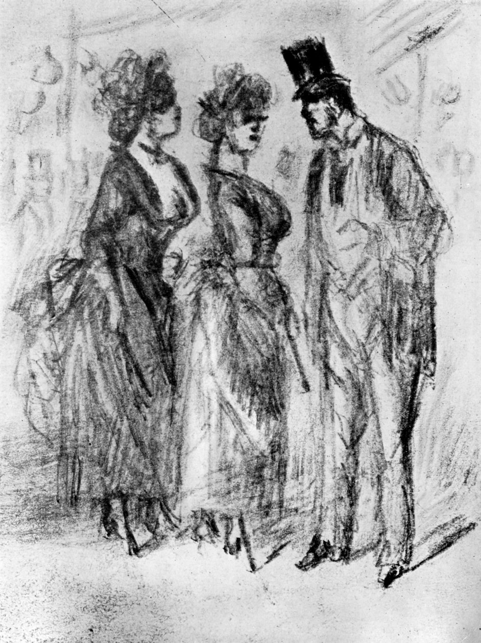 Au Promenoir, 1800-talet, 1930. av Constantin Guys