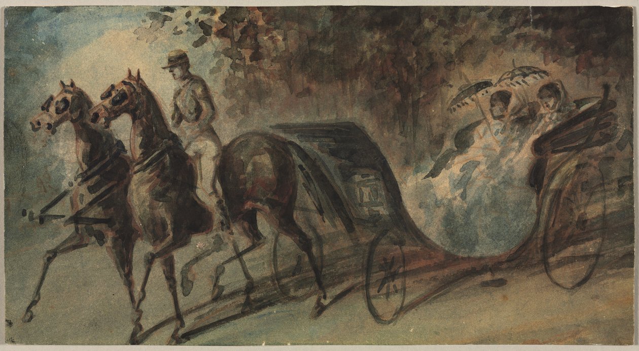 Vagn i Bois de Boulogne, 1800-tal. av Constantin Guys