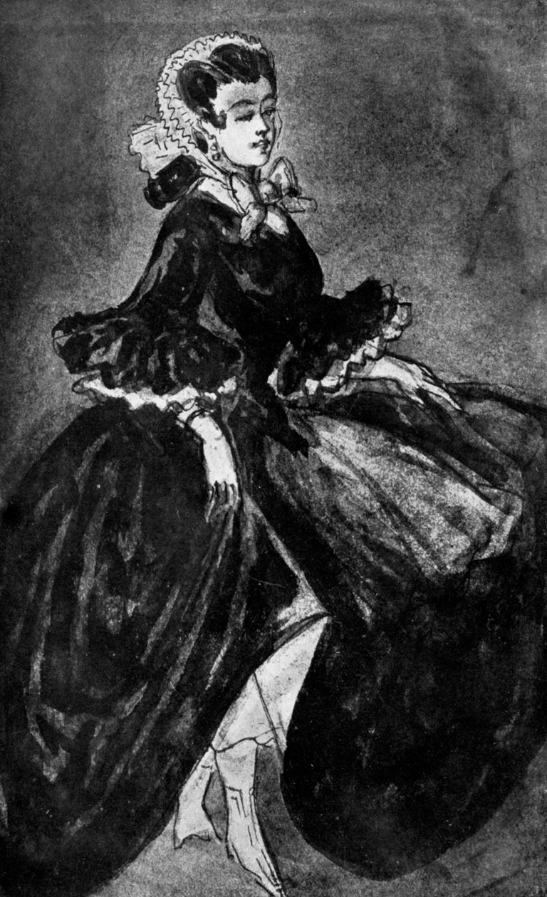 Woman Rolling Up, 1800-talet, 1930 av Constantin Guys