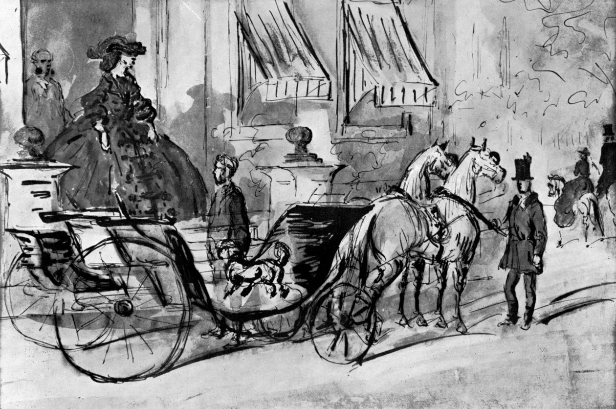 Going for a Drive, 1800-talet, 1930. av Constantin Guys