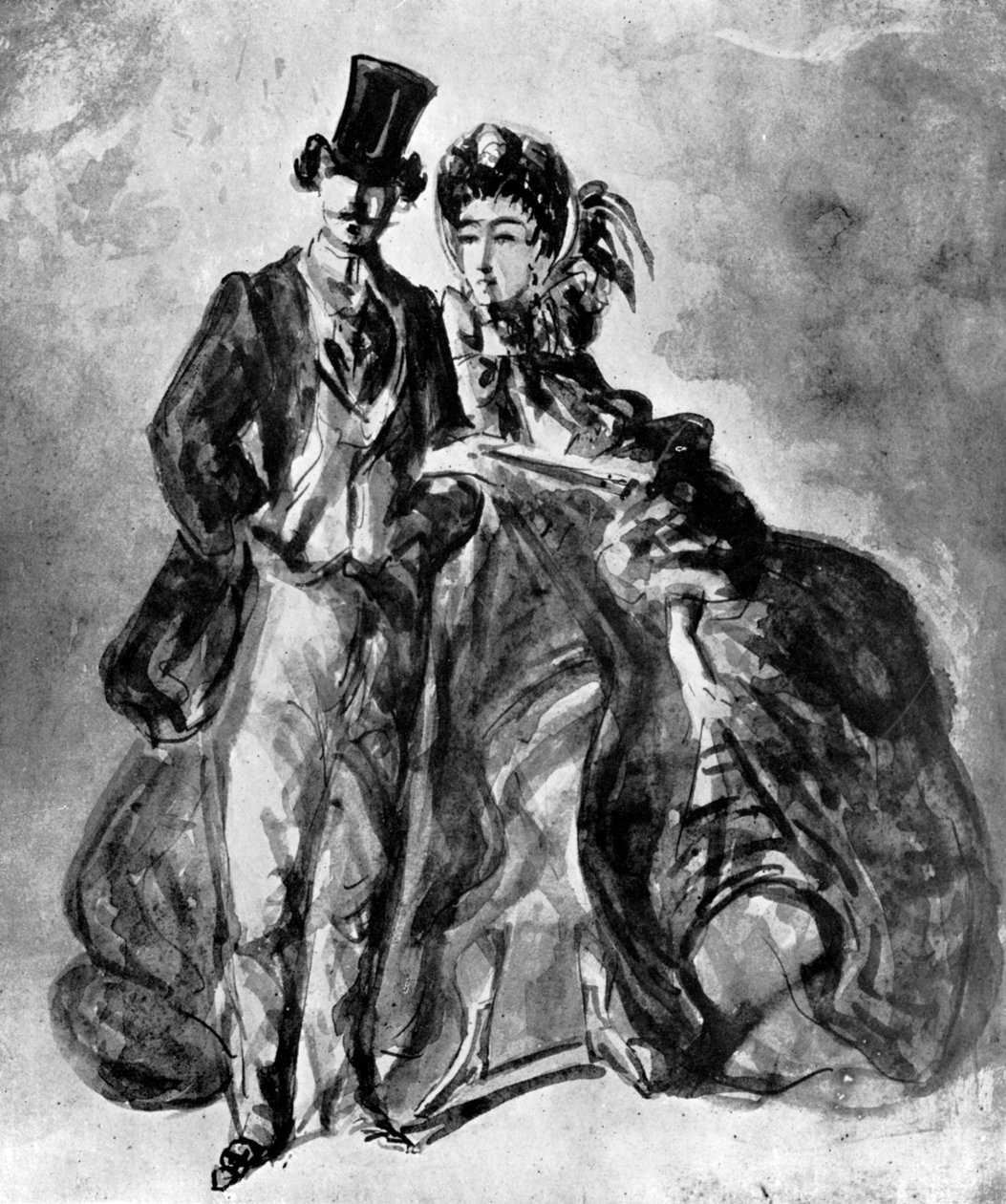 Man och kvinna, 1800-talet, 1930. av Constantin Guys