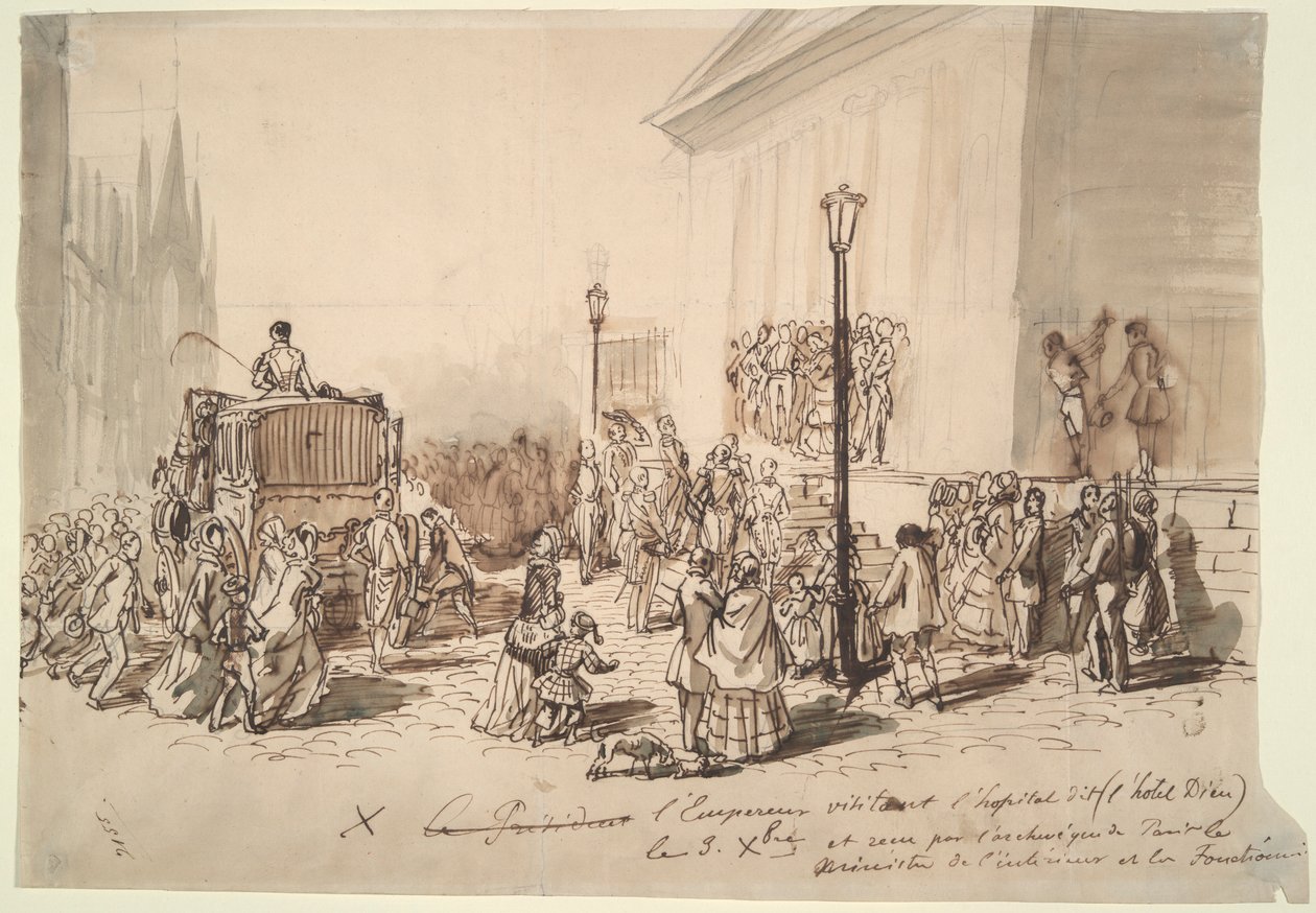 Mottagning av kejsar Napoleon III på sjukhuset av Constantin Guys