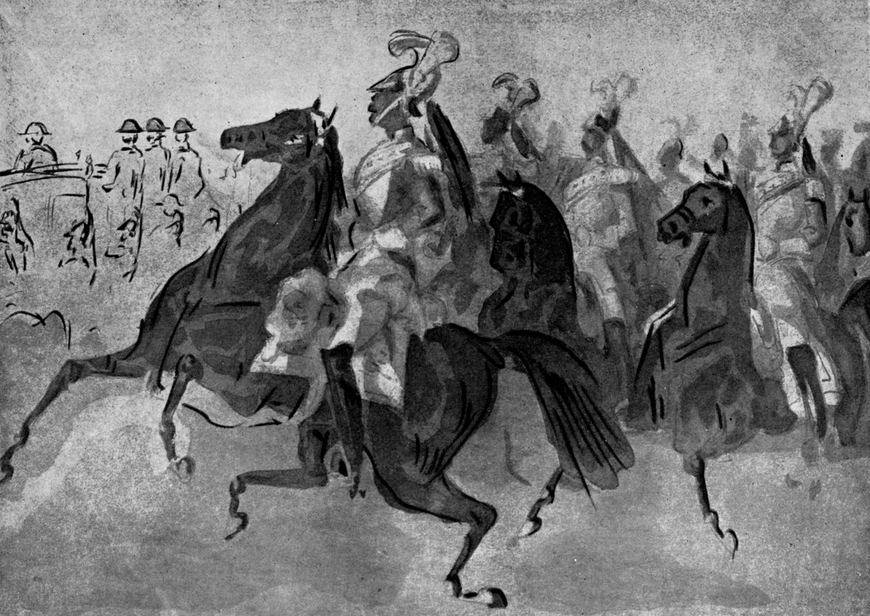 The Escort of Cuirassiers, 1800-talet, 1930. av Constantin Guys