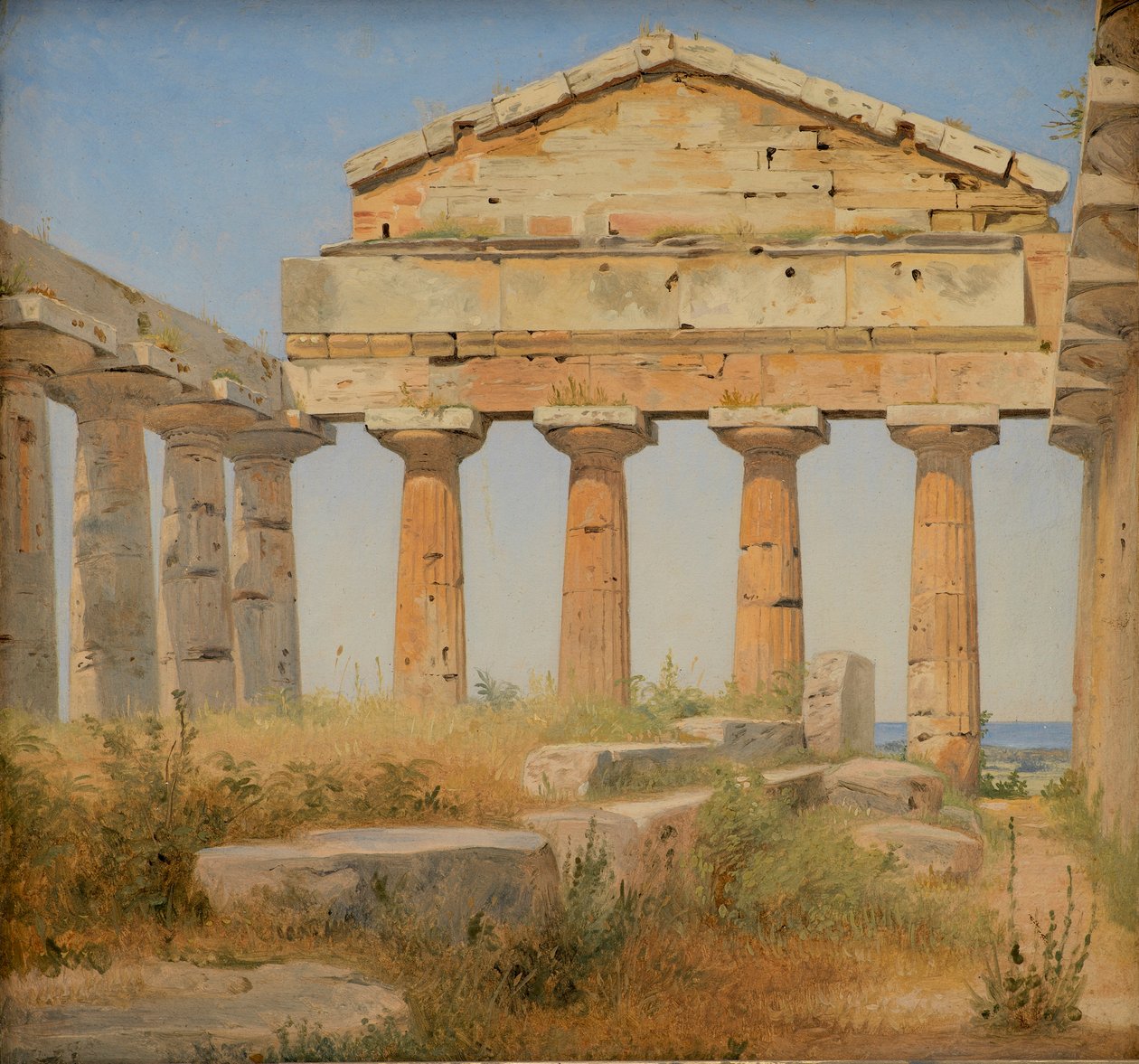 Danska:  Athenatemplet i Pæstum Athenatemplet i Paestum av Constantin Hansen