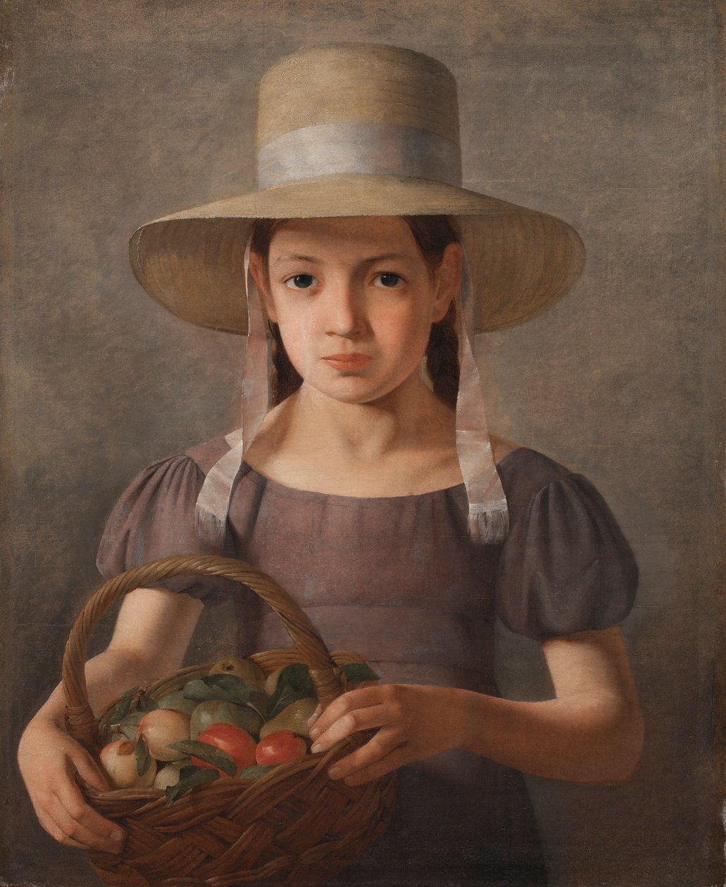 Flicka med frukt i en korg, ca 1827 av Constantin Hansen