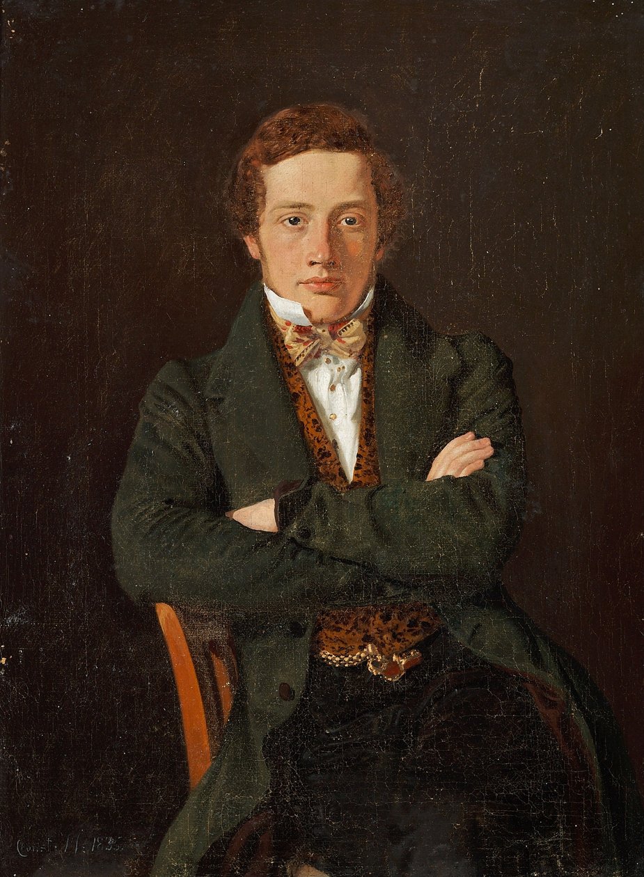 Porträtt av Martin Hammerich (1811-1881), senare professor, porträtt i tre fjärdedels längd, en face av Constantin Hansen