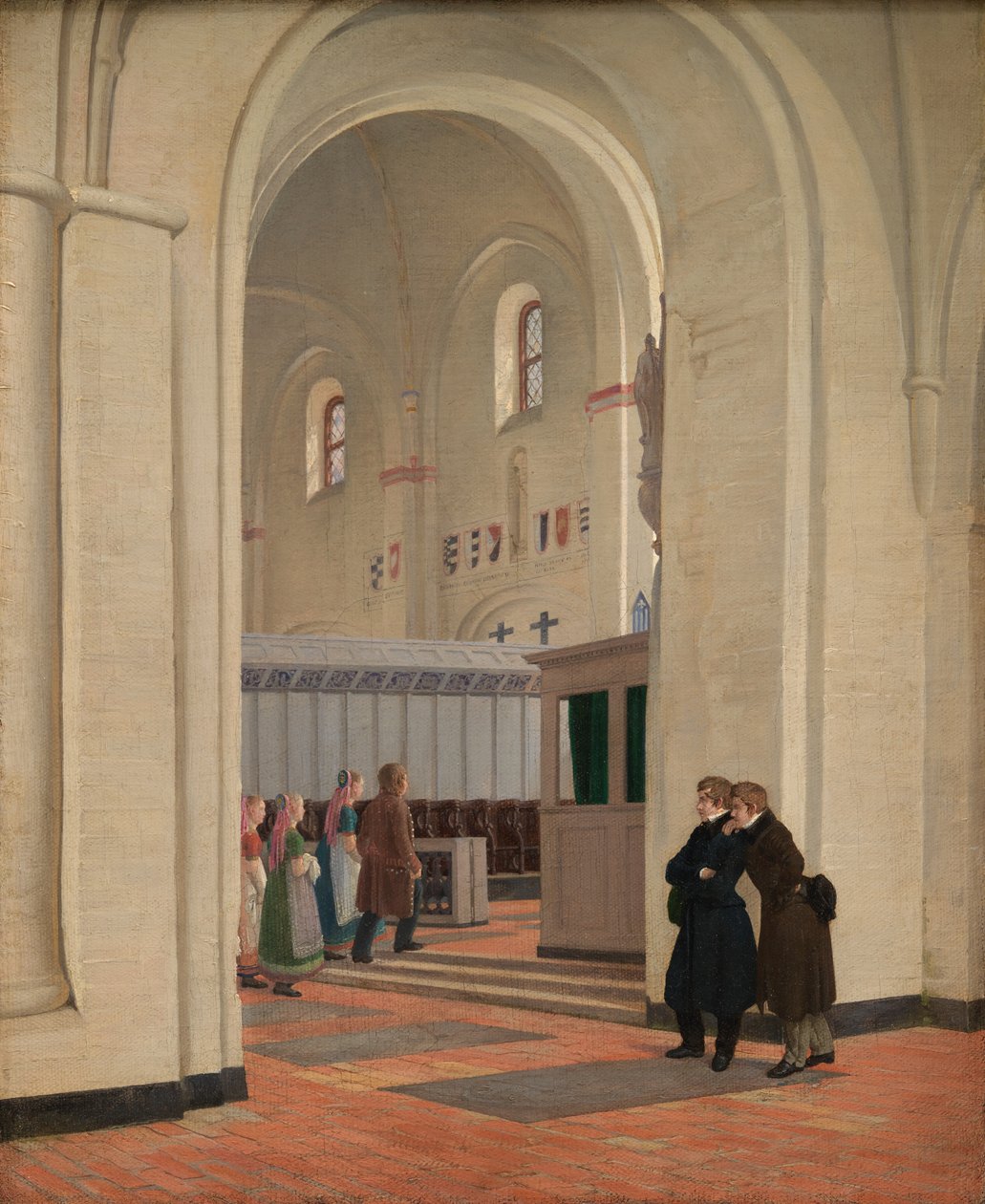 Interiören av St Bendts kyrka i Ringsted av Constantin Hansen