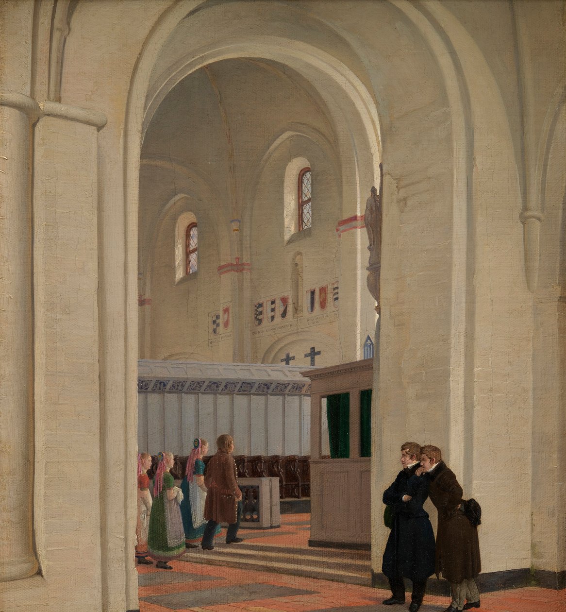 Interiören av St Bendts kyrka i Ringsted, 1829 av Constantin Hansen