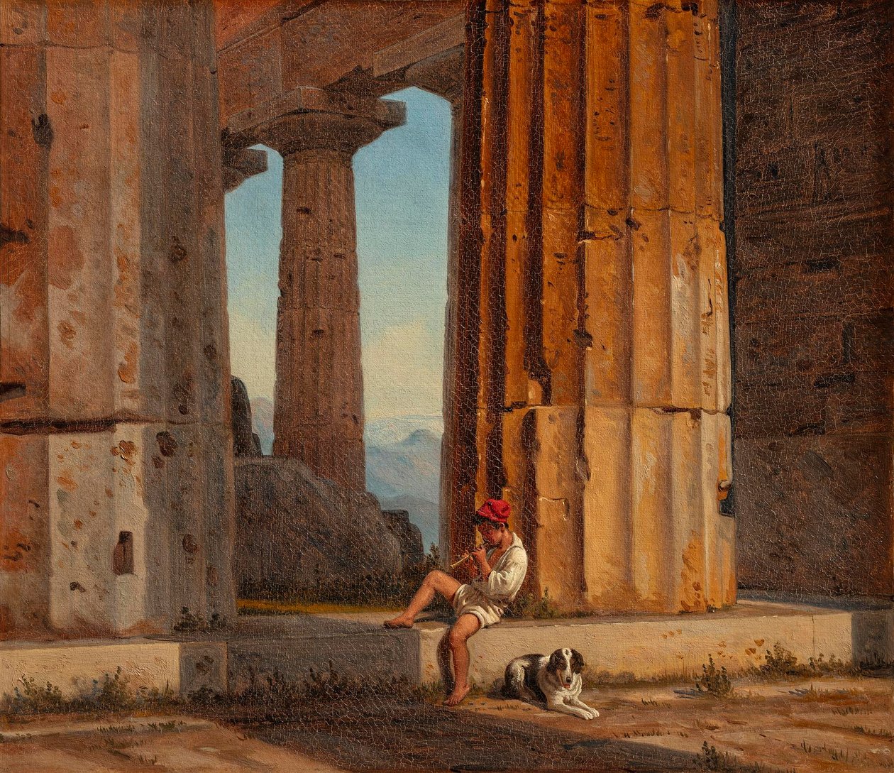 Utsikt över Poseidontemplet i Paestum av Constantin Hansen