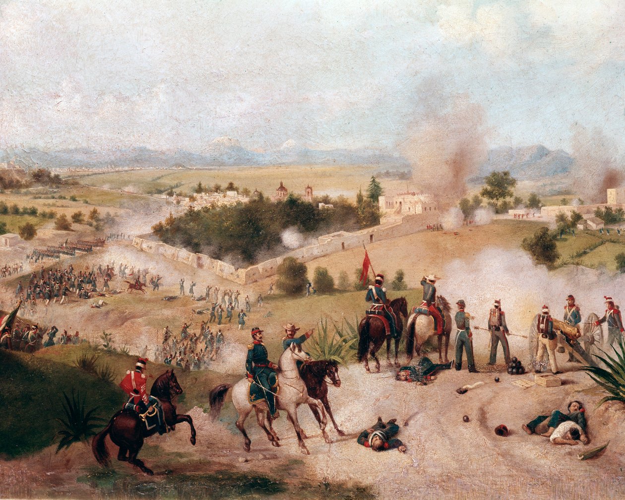 Amerikansk-mexikanskt krig: utsikt över slaget vid Molino del Rey 1847-09-08 - (Mexikanskt-amerikanskt krig, utsikt över slaget vid Molino del Rey) Detaljmålning av Constantino Escalante (1836-1868) av Constantino Escalante