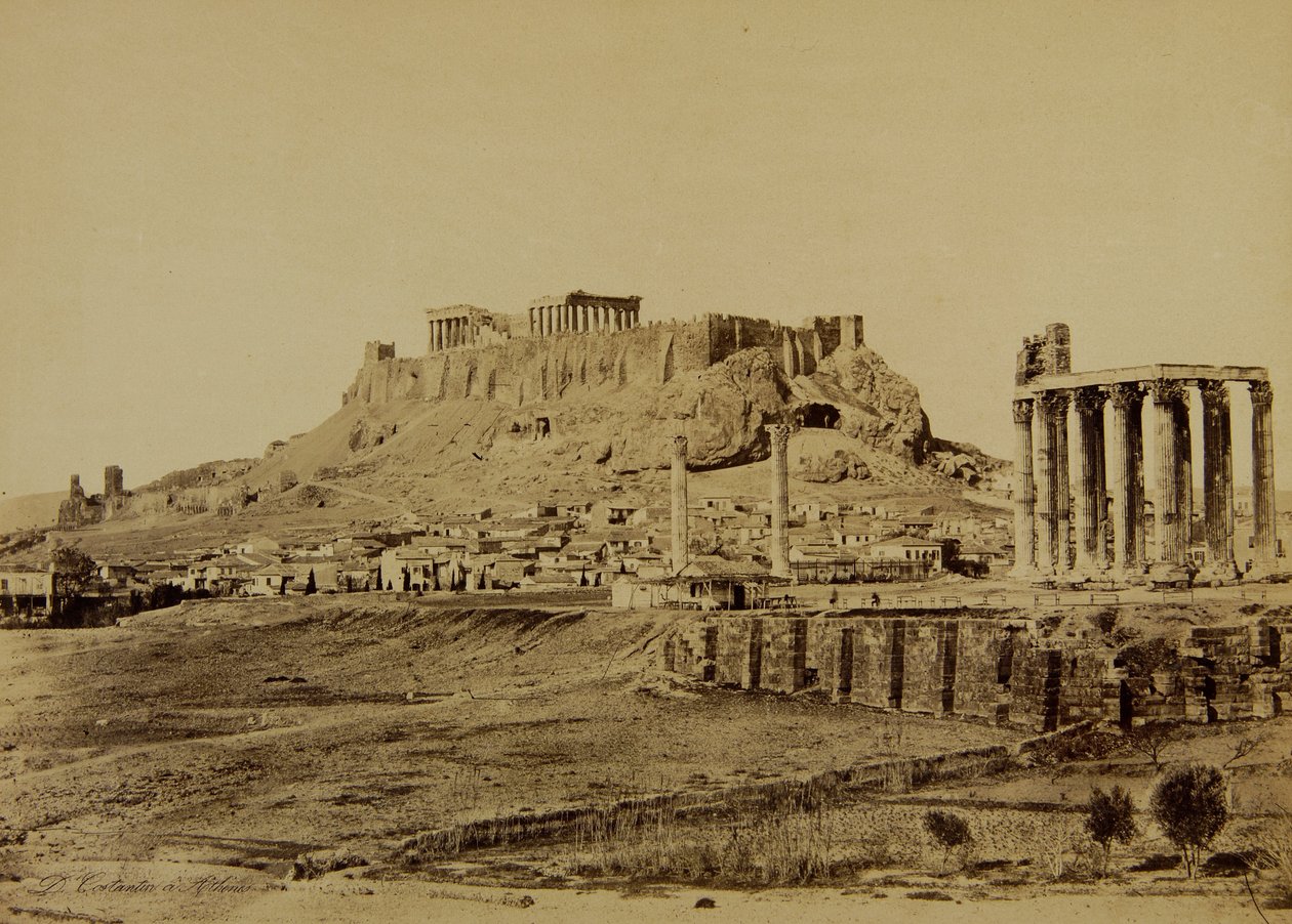 Olympiska Zeus -templet och Akropolis i bakgrunden av Dimitrios Constantin