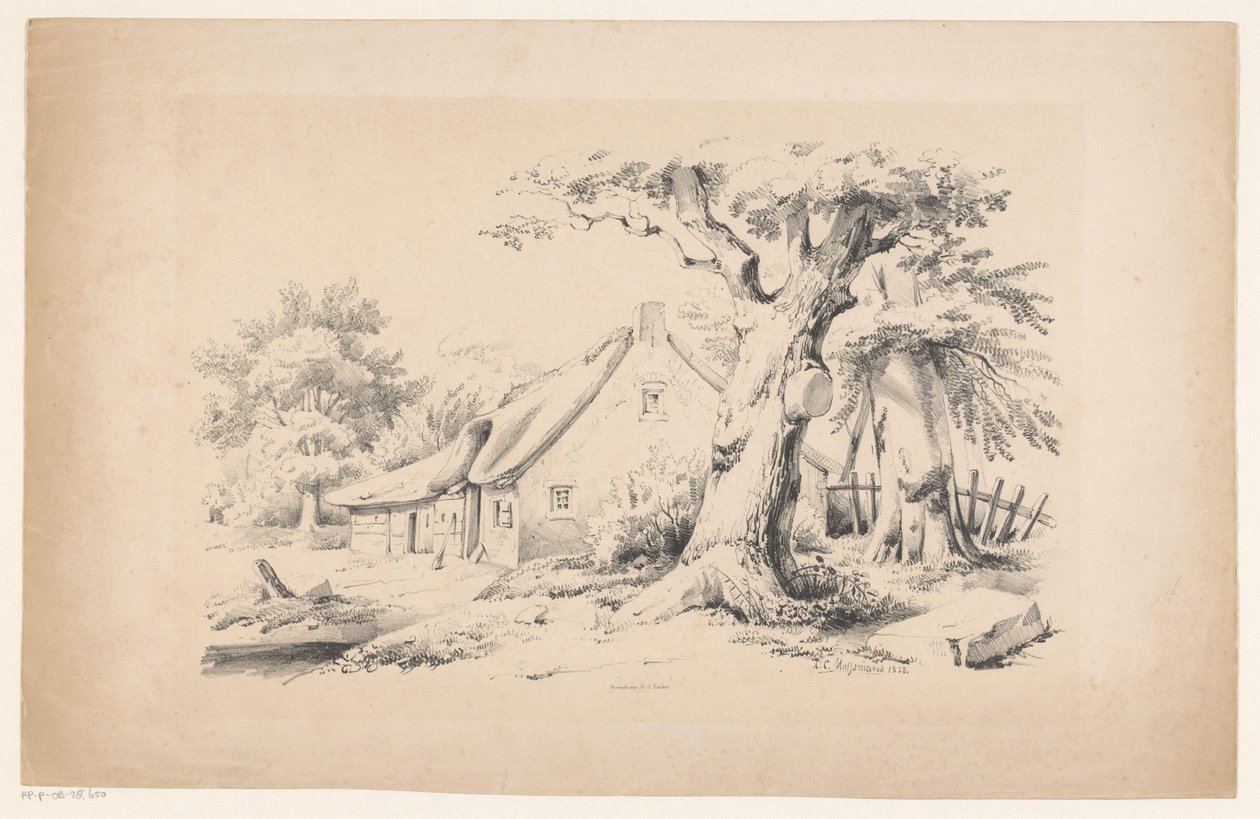 Gård och två träd The Landscape (serietitel) av Constantinus Cornelis Huysmans