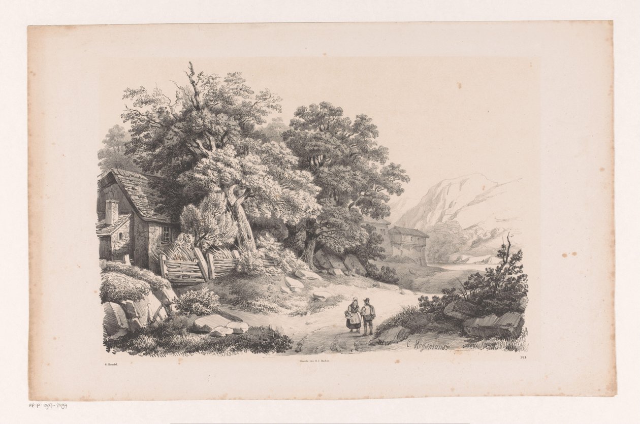 Landskap med två figurer på en landsväg The Landscape (serietitel) av Constantinus Cornelis Huysmans