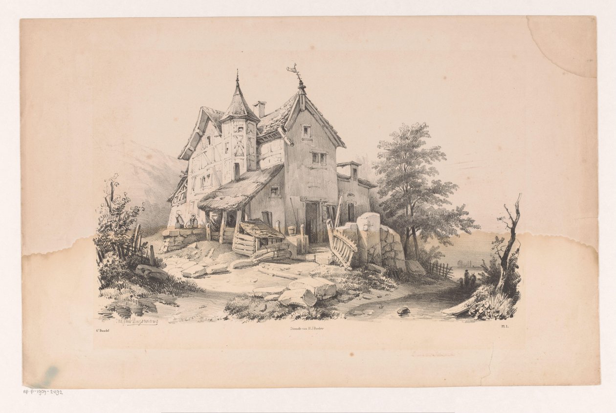 Gammalt hus i landskap The Landscape (serietitel) av Constantinus Cornelis Huysmans