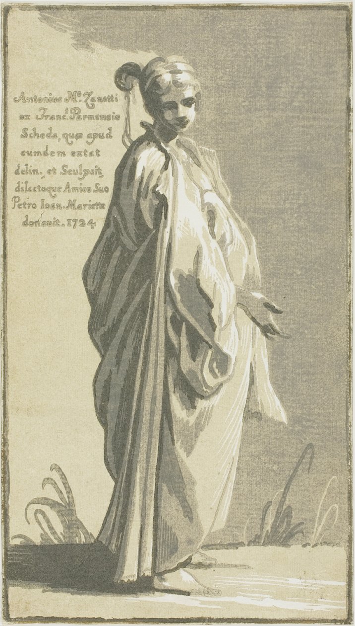 Ung kvinna stående, vänd åt höger av Conte Antonio Maria Zanetti the Elder