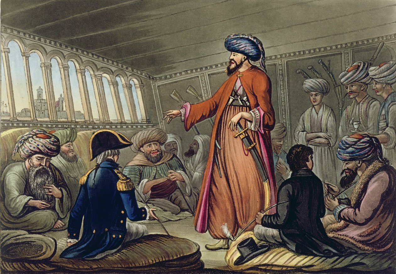 En mameluke som överlämnar ett meddelande från Mourad Bey, graverad av Joseph Constantine Stadler (fl.1780-1812), utgiven av I. White, London, 1801. av Cooper Willyams