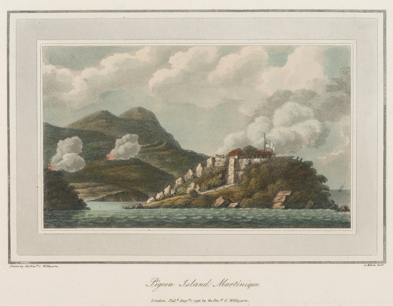 Pigeon Island i Martinique. Litografi (56,6x43,4 cm), av Reverend Cooper Willyams (1762-1816) av Cooper (after) Willyams