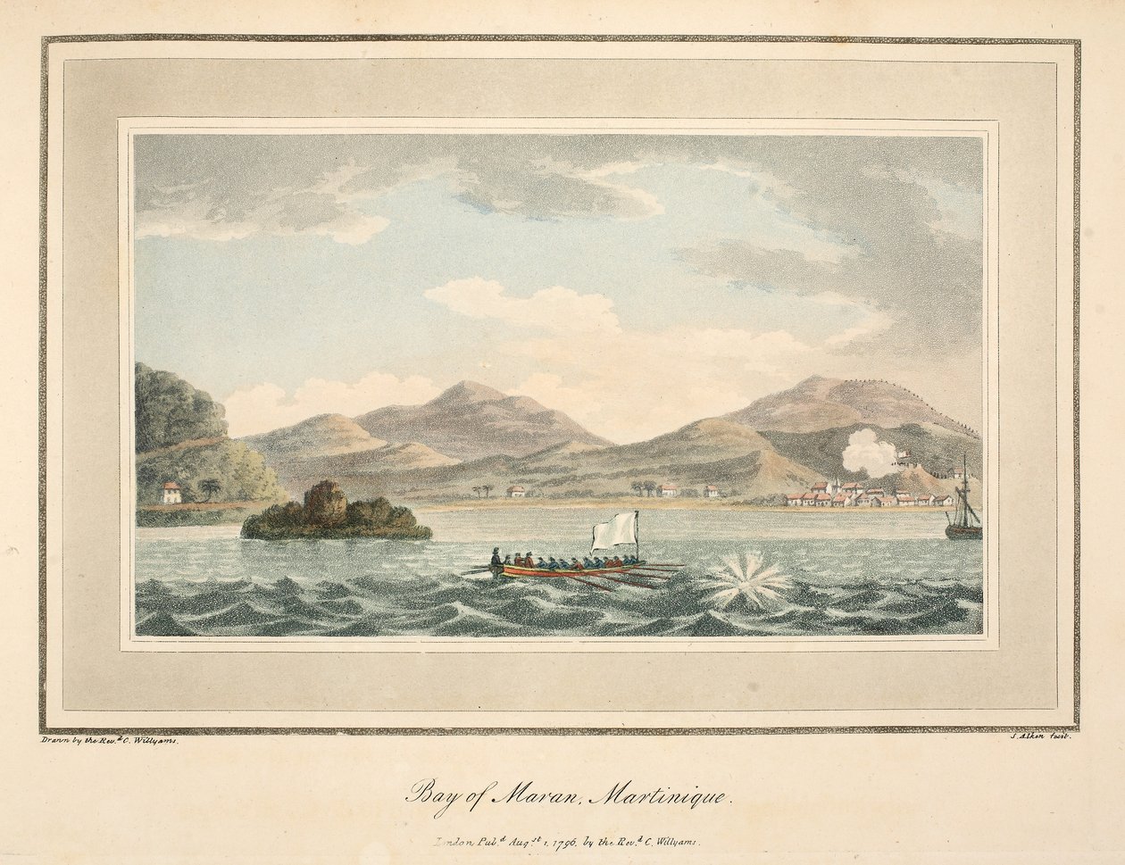 Bay of Maran, Martinique, illustration från "En redogörelse för kampanjen i Västindien" av pastor Cooper Willyams, litografi av S. Alken, pub. London 1796 av Cooper Willyams