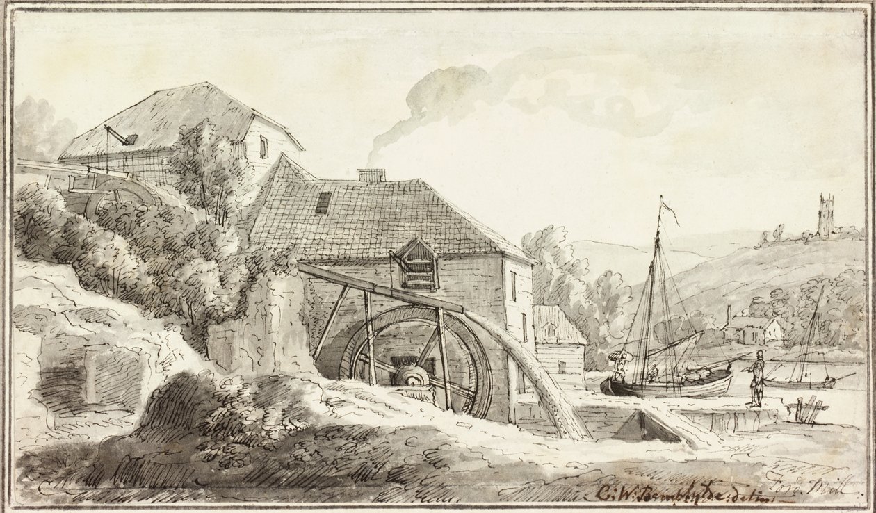 Ford Mill (bläck och wc på papper) av Copplestone Warre Bamfylde