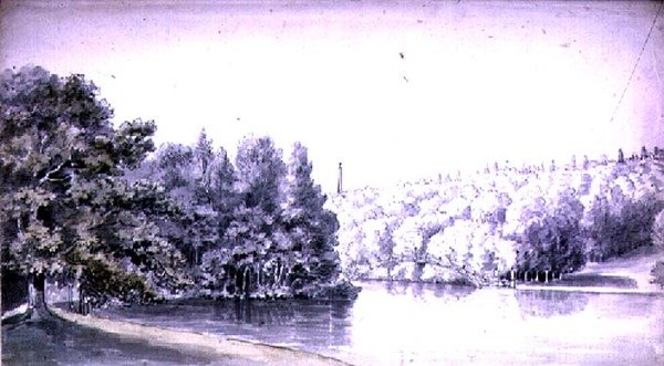 Den kinesiska bron, Stourhead, av Copplestone Warre Bamfylde