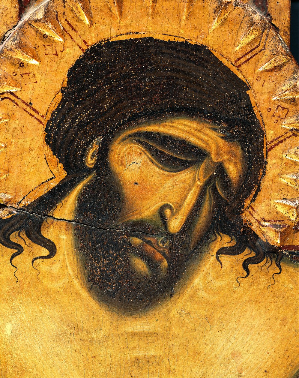 Jesu lidandes ansikte, detalj av krucifixet av Coppo di Marcovaldo (ca 1220-efter 1276) av Coppo di Marcovaldo