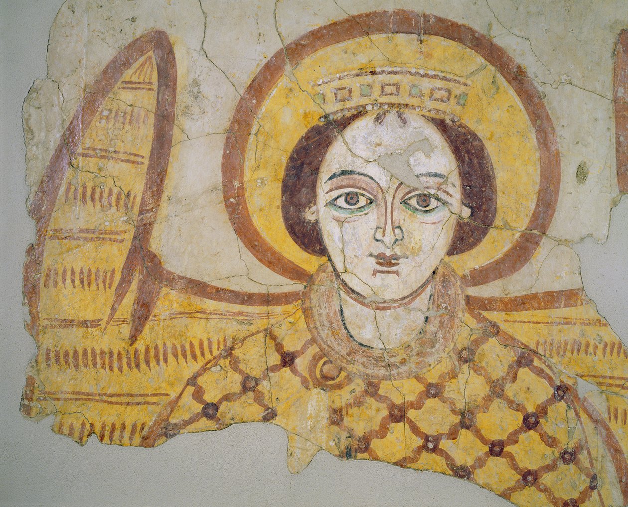 Krönad ärkeängel med utbredda vingar, från katedralen i Faras, Sudan av Coptic