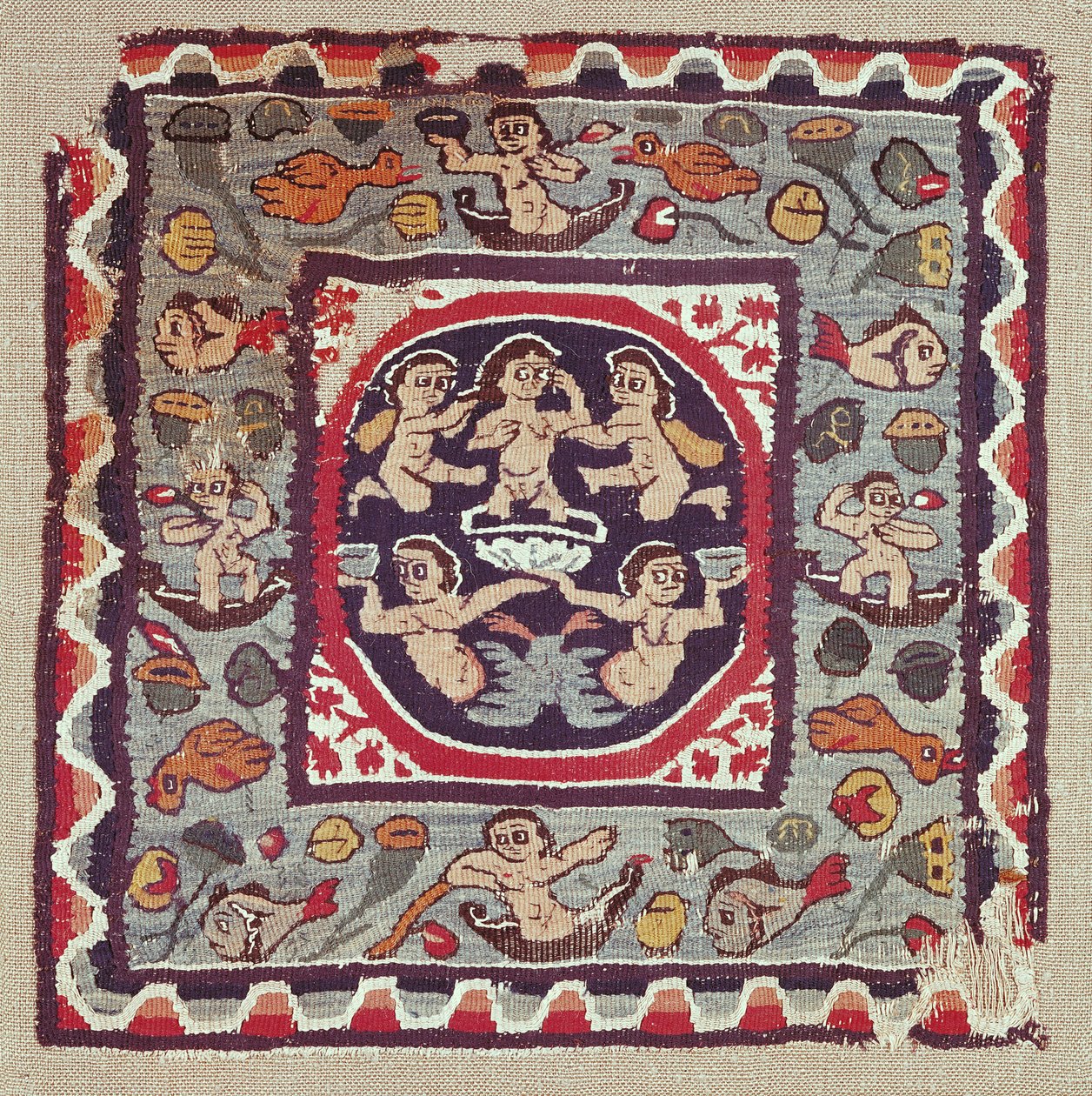 Tyg föreställande Venus Anadyomene, från Antinoe (ull och linne) av Coptic