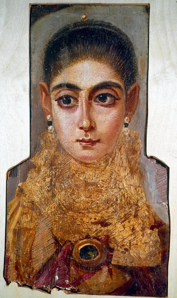 Koptisk konst: ung kvinna kallad "The Europeenne"" Fayoum (Fayum) (cirka 160 e.Kr.) Målning av vax på trä. Paris, Louvren av Coptic