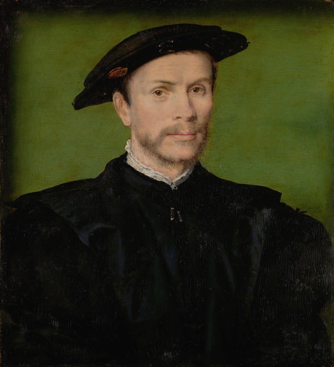 Porträtt av en skäggig man i svart, ca 1540 (olja på trä) av Corneille de Lyon (attr. to)