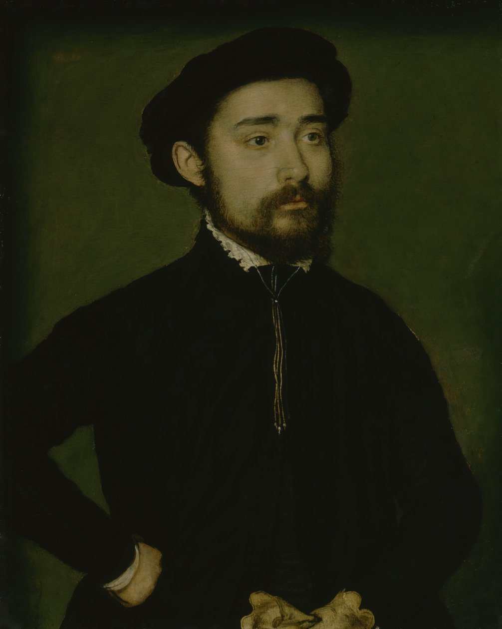 Porträtt av en man med en handske (olja på trä) av Corneille de Lyon