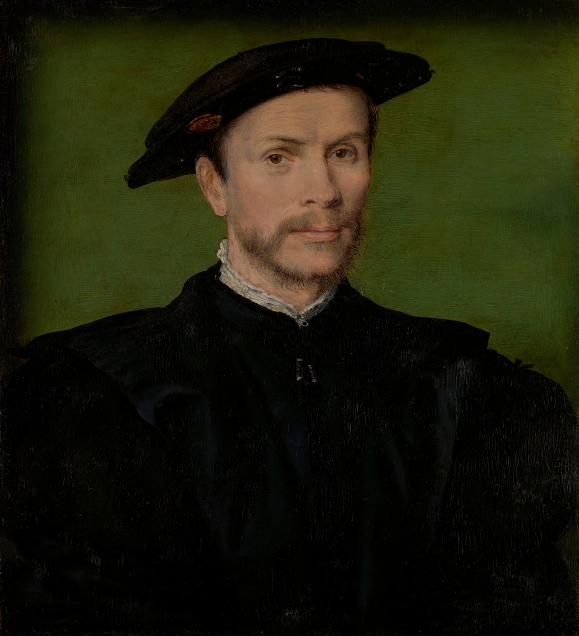 Porträtt av en skäggig man i svart. av Corneille de Lyon