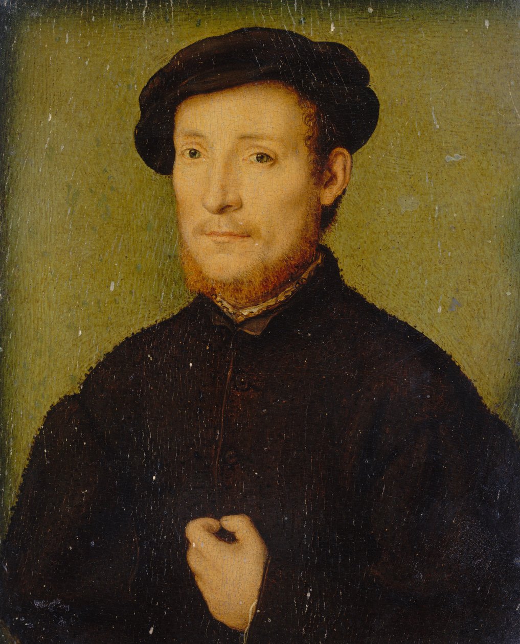 Porträtt av en man med handen på bröstet, 1540-45. av Corneille de Lyon