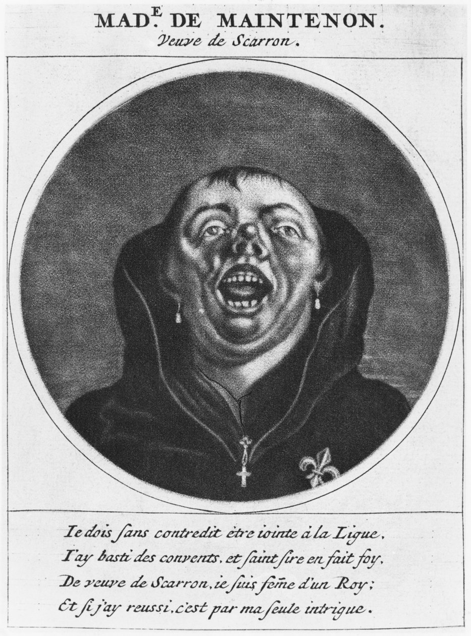 Protestantisk karikatyr av Madame de Maintenon, illustration från 