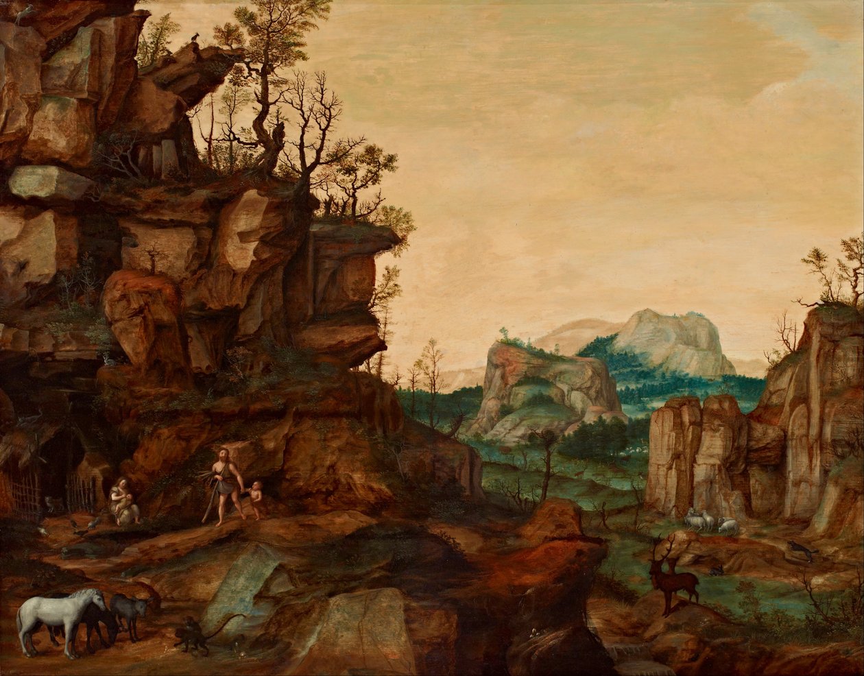 Landskap med Adam och Eva av Cornelis van Dalem