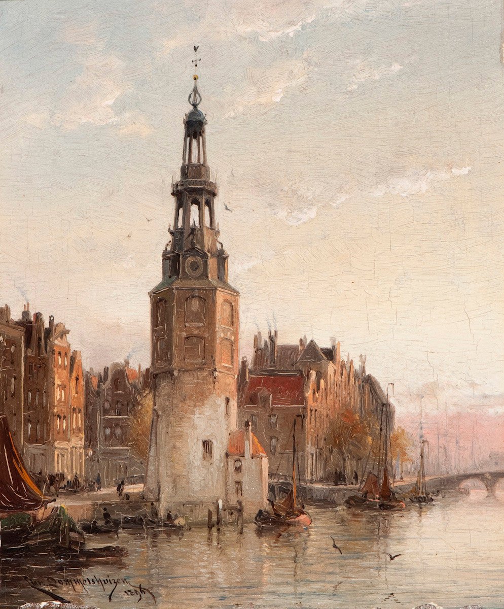 The Montelbaanstower in Amsterdam. av Cornelis Christiaan Dommersen